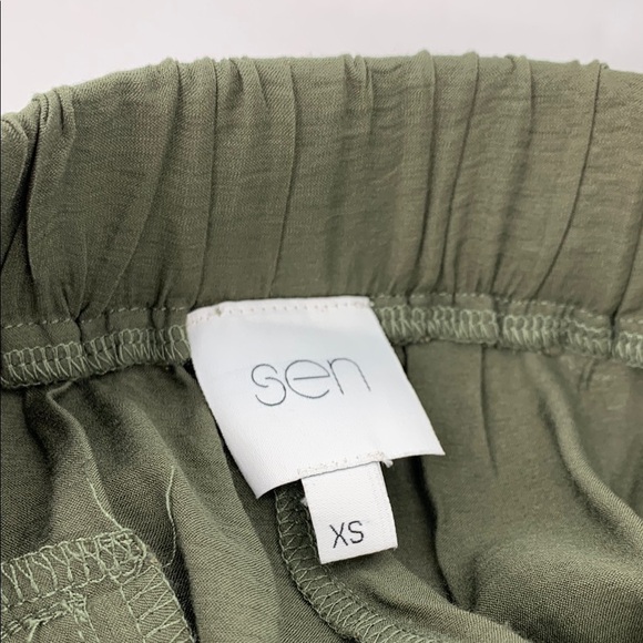 Sen jogger pants olive green silver sparkle leg stripe drawstring waist women XS - Picture 5 of 5